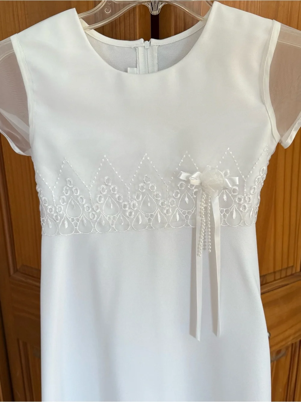 Flower Girl Dress Size 10 Short Sleeve Bonnie Jean White First Communion Outfit